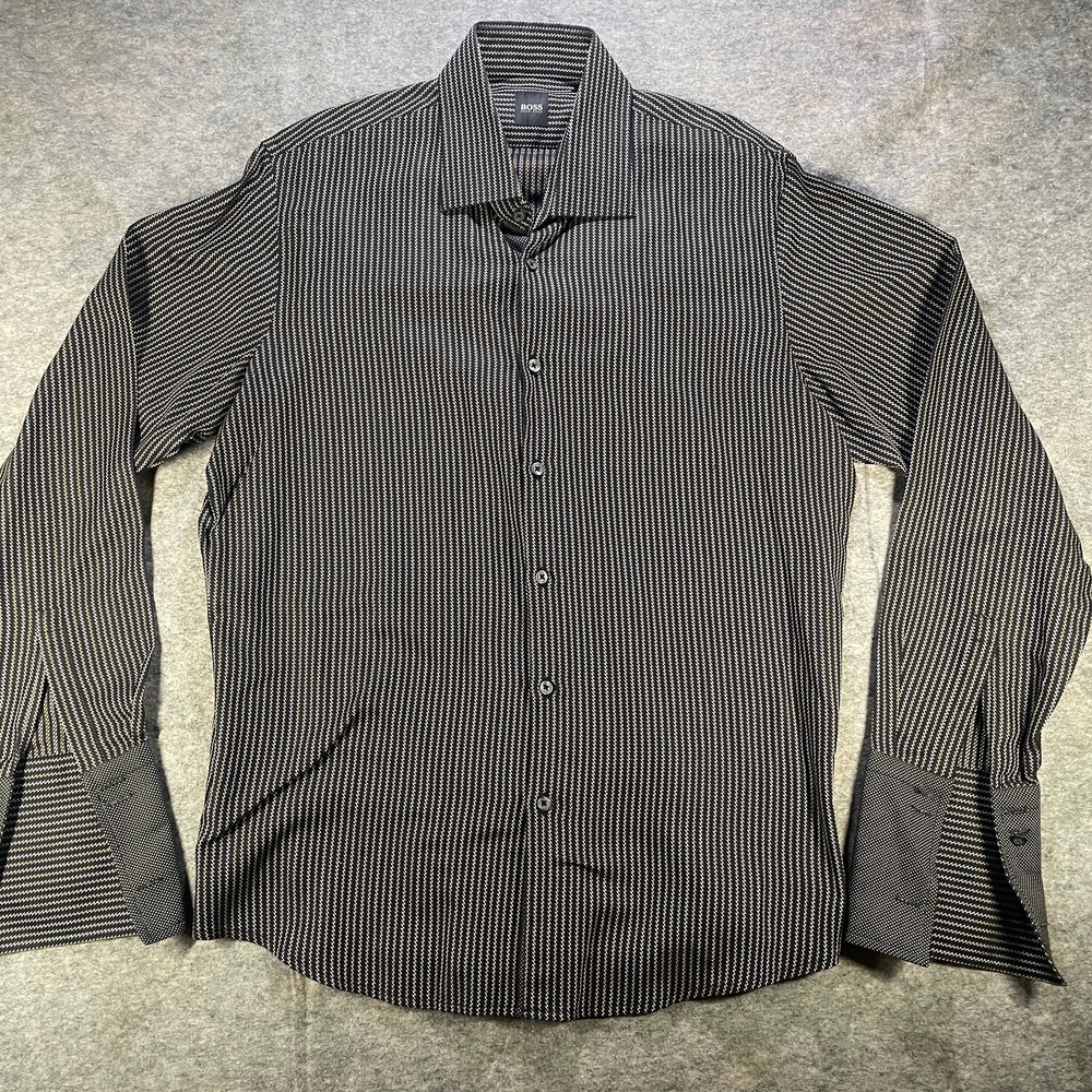 Hugo Boss Shirt Mens Xl Geometric Pattern Long Sleeve Button Up Dress Shirt